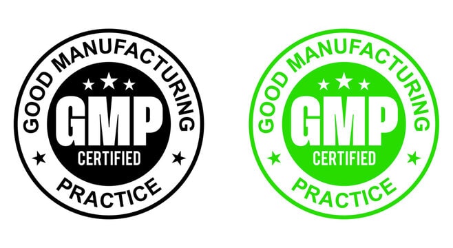 logo trắng đen của chứng nhận gmp