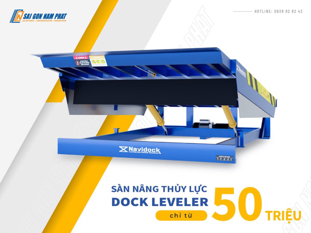 Dock leveler 2 xy lanh màu xanh dương