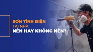 Hình người đàn ông đang phun sơn tĩnh điện màu trắng