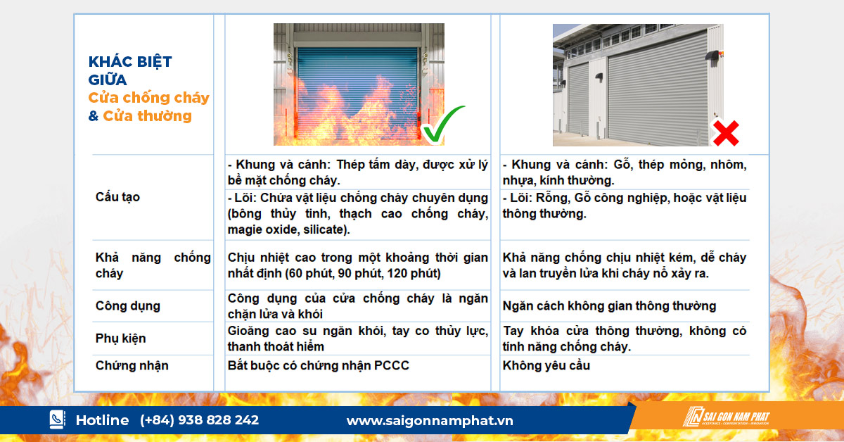 Cửa chống cháy là gì? Hướng dẫn toàn diện về cửa chống cháy 3 Khac biet cua chong chay va dong cua thuong 1